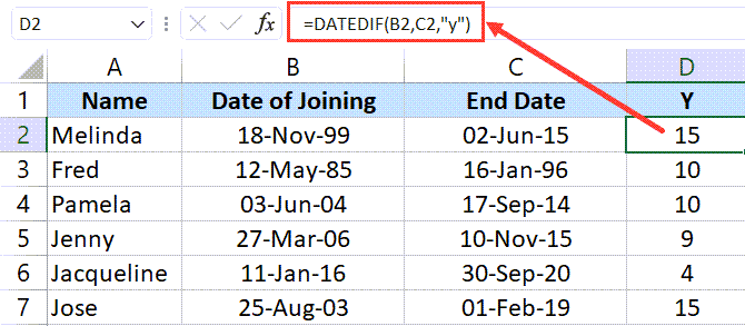 DATEDIF-formula-to-get-years-of-service