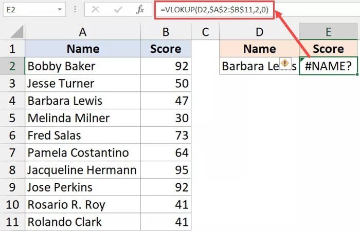 NAME Error in Excel (#NAME?)