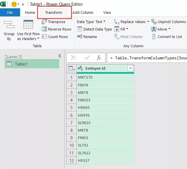 In the Power Query editor that opens up, select the column from which you want to separate the numbers and text Click the Transform tab in the Power Query ribbon