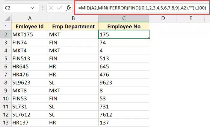 =MID(A2,MIN(IFERROR(FIND({0,1,2,3,4,5,6,7,8,9},A2),"")),100)