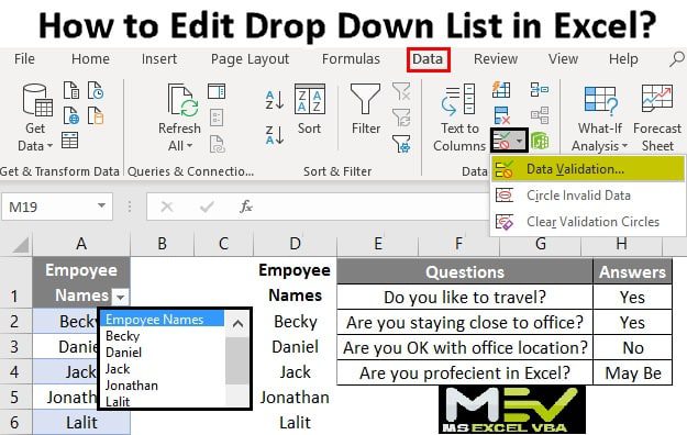 How To Create Yes No Drop Down List In Excel 2016