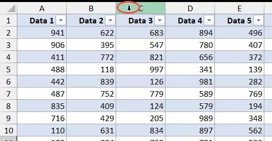 Excel Shortcut for Selected Entire Column (or Row)
