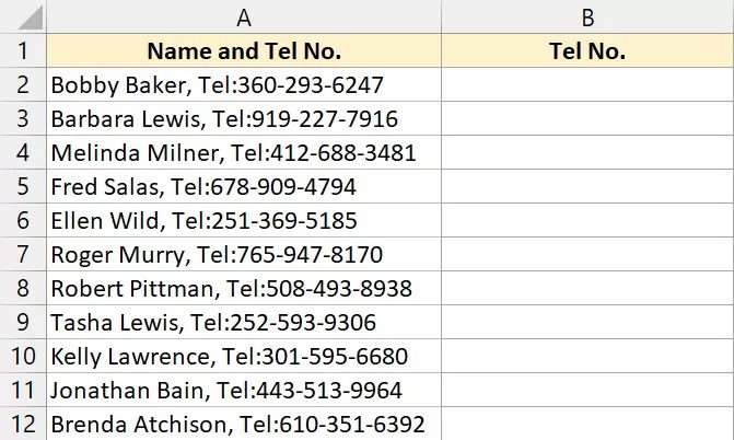 For illustration, I've included a data set below that lists the names of my workers along with their phone numbers.