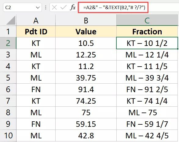 Fractions in Excel