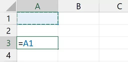 As I previously stated, Excel's default reference style notation is A1. Therefore, if you insert an equal sign in a worksheet cell and then select any other cell, the reference to that cell will immediately appear in the active cell.