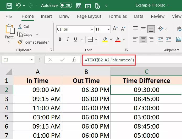 Use Excel to calculate the time (time difference, hours worked, add/subtract).