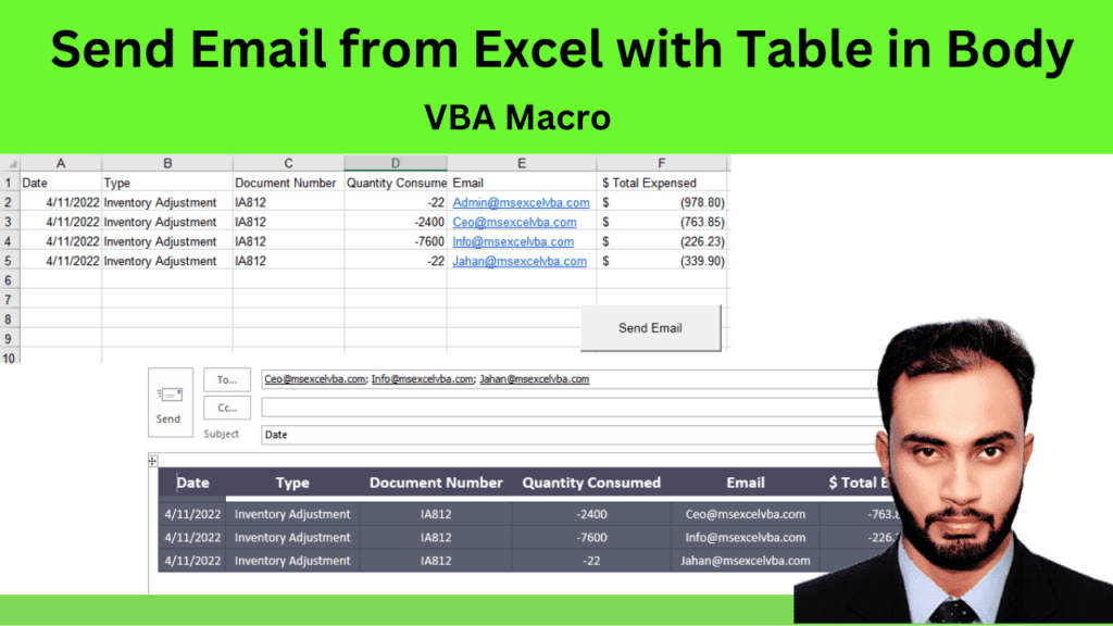 VBA Macro to Send Email from Excel with Table in Body